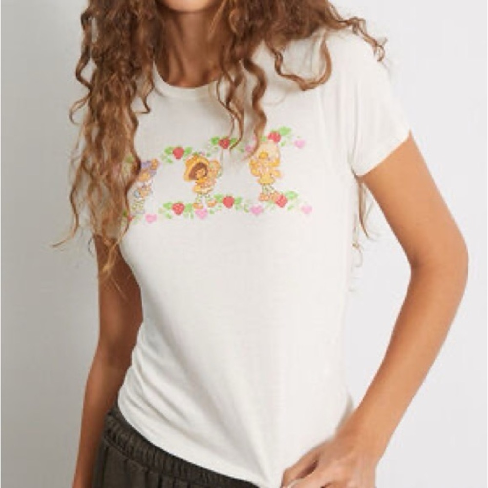 Vintage inspired strawberry shortcake graphic babe tee cotton